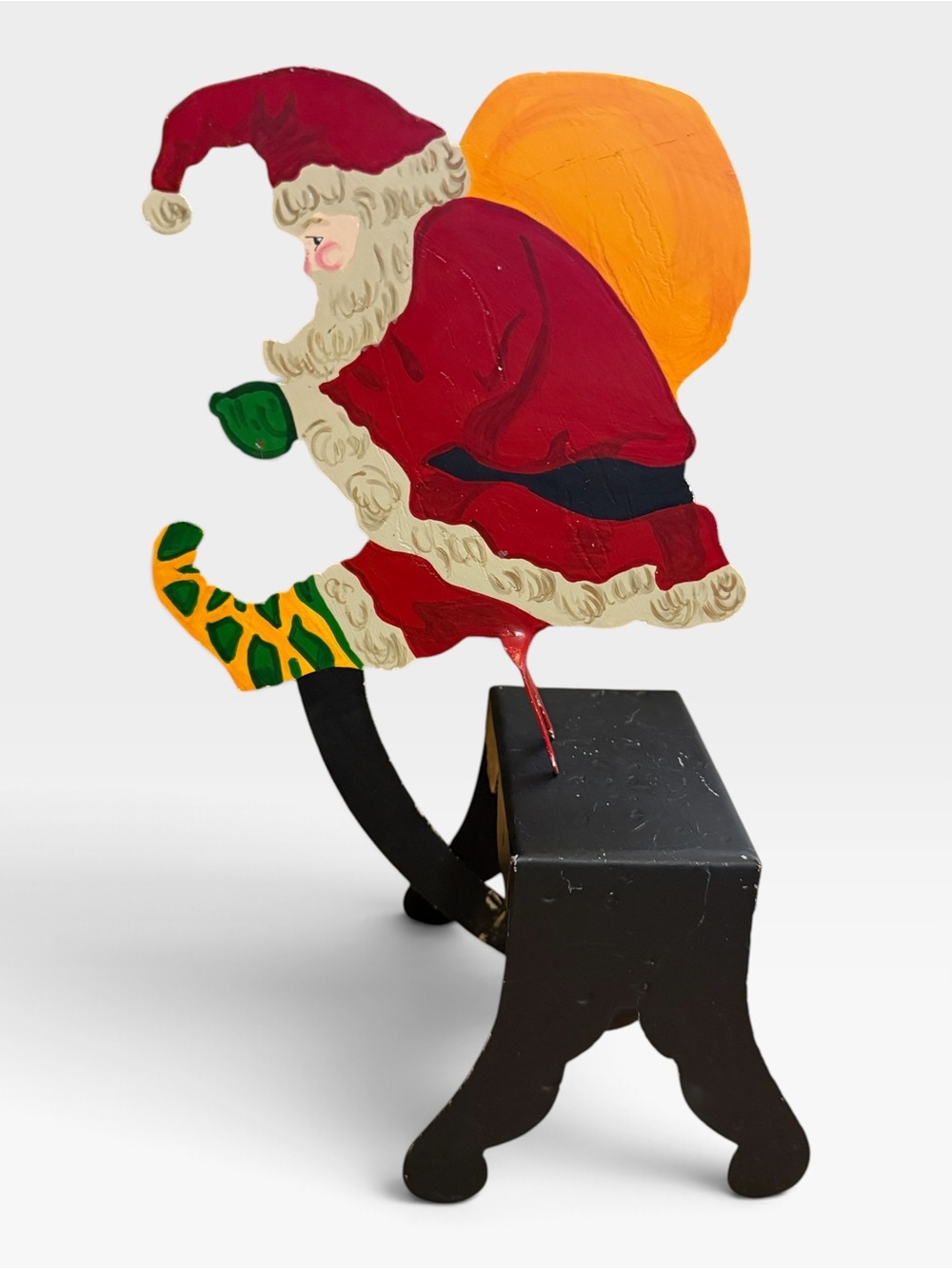 Vintage Dept 56 Tic-Toc Rocker Motion Hand Painted Metal Christmas Santa
